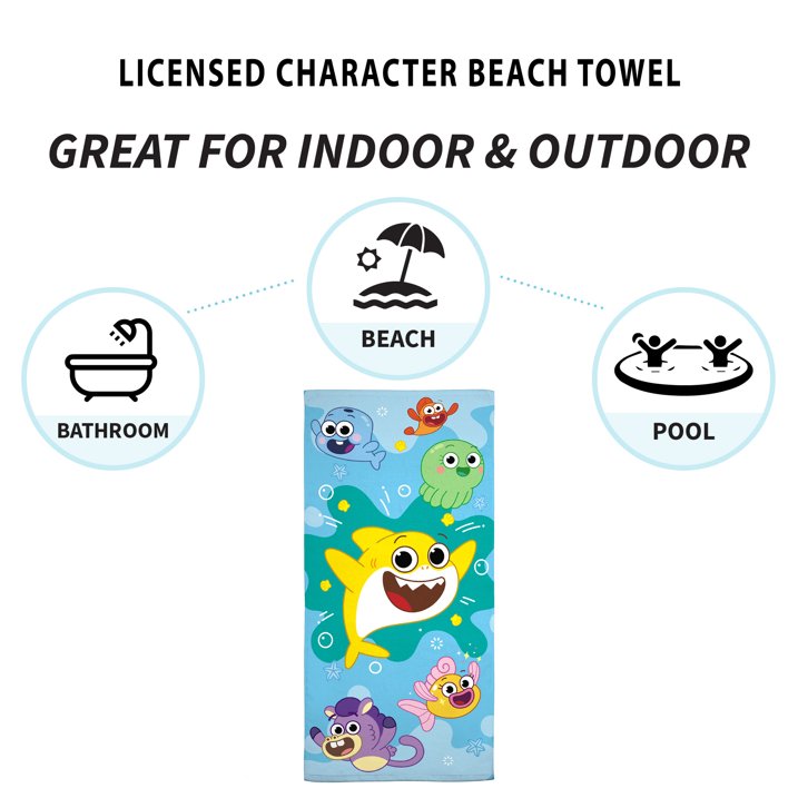 Baby Shark Beach Towel, Kids, 28 x 58