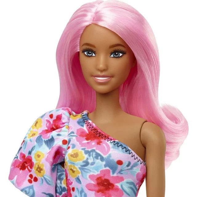 Barbie Fashionistas Doll #189 in Floral Dress with Prosthetic Leg, Pink Hair & Accessories